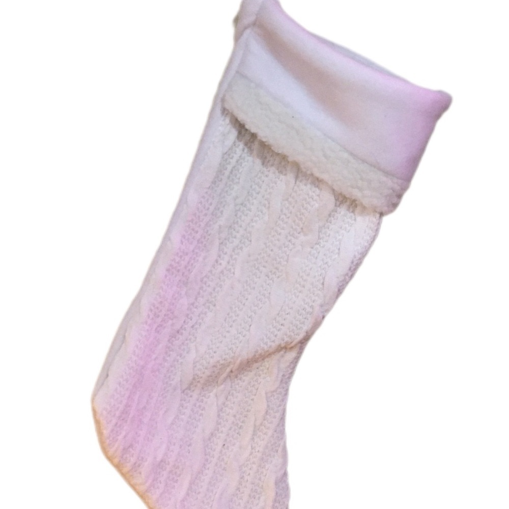 White and Pink Knit Stocking
